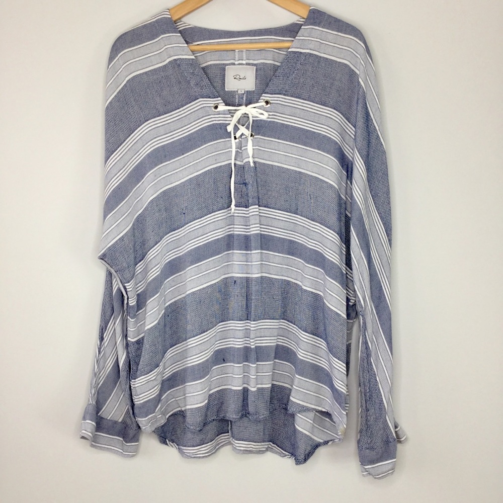 Rails Lily Athens stripe lace up tunic top - Picture 2 of 8